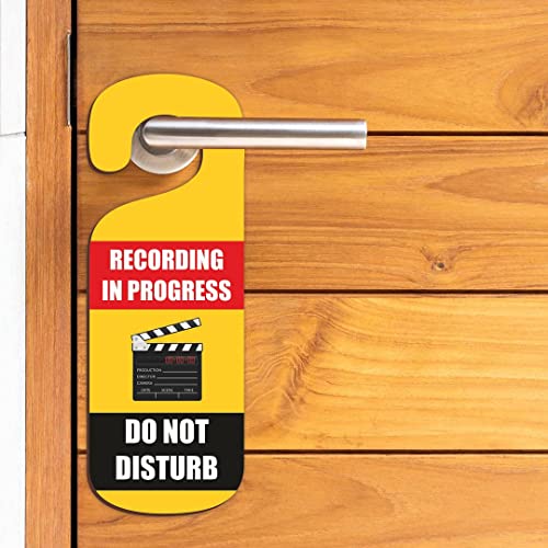 Image of CVANU Recording in Progress Do Not Disturb Wooden Door Sign Hanger Size(24cm x 8.5cm) cv78