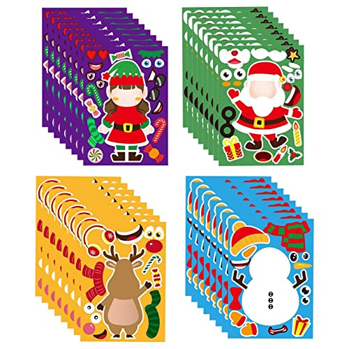 Crianças Puzzle Adesivos de Natal - Etiqueta de quebra-cabeça de Natal Matching Game Toy com olhos,