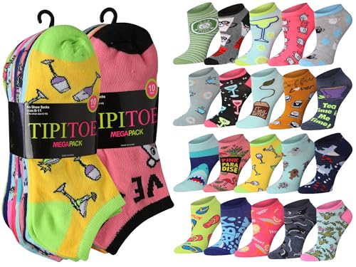 Image of Tipi Toe Women's 20 Pack Colorful Low Cut Socks - Lightweight, Breathable Design for All-Day Comfort Sizes 9-11 /10-13
