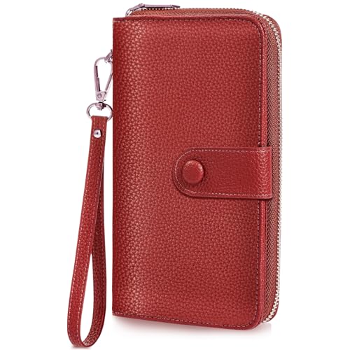 Image of Wristlet Wallets for Women RFID Blocking, Large Capacity Long Wallet Women Leather Credit Card Holder