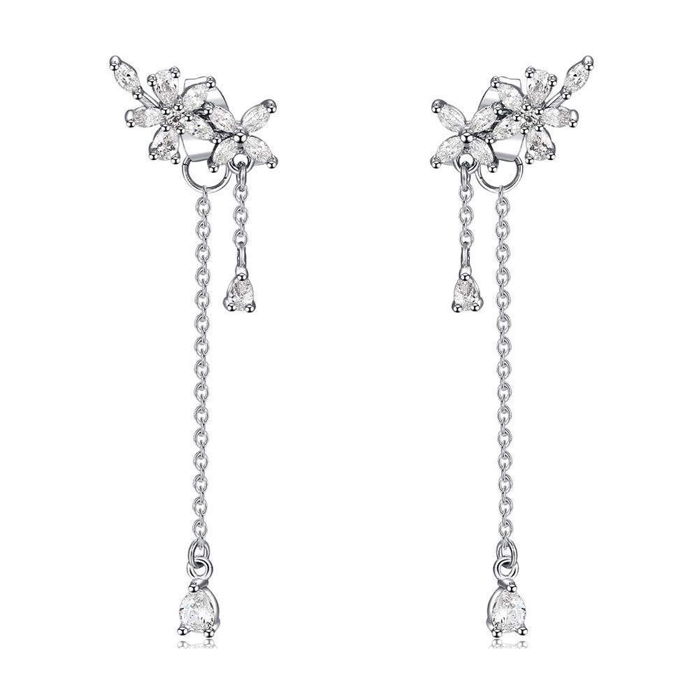 El Regalo 925 Silver Plated Dainty Flowers Threader Detachable Tassel Chain Leaves Wrap Earrings Crawler for Girls & Women (B09TJ49ZKF) Amazon Price History, Amazon Price Tracker