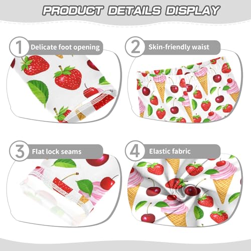 Strawberry Cherry Ice Cone Girls Leggings Soft Stretch Workout Yoga Dance Pants for Kids Casual Tights3