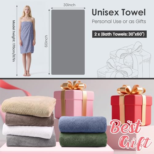 Image of JML Luxury Hotel & SPA Bath Towels (2 Pack, 30 inchx60 inch) - 350GSM High Density Fleece Towel Sets - Super Soft and Absorbent, Lint Free, Fade Resistant Bath Towel (Pack of 2-BlueGrid)
