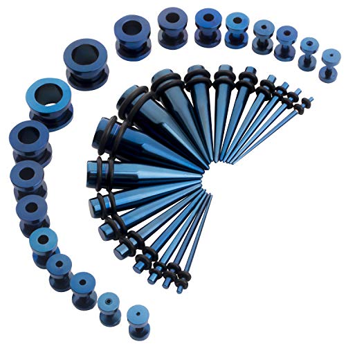 36 pcs 14G-00G Ear Stretching Kit Stainless Steel Tapers Screw Fit Tunnels Set Piercing Body Jewelry