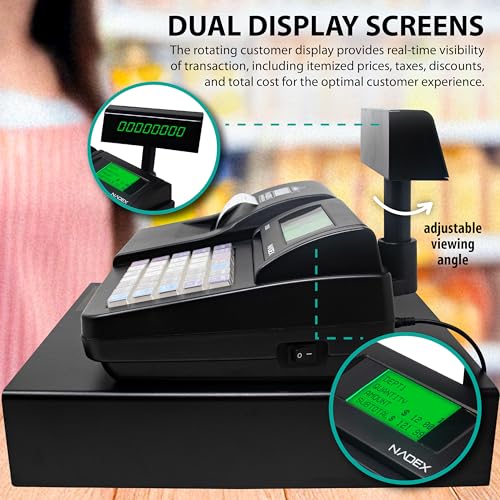 Image of Nadex CR260 Cash Register, Steel Drawer, Fast Printing, User-Friendly Interface, Black