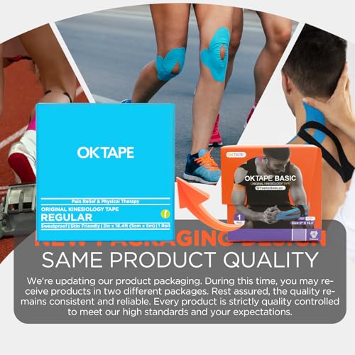 Image of OK TAPE Kinesiology Tape Elastic Athletic Tape 2in x 16.4ft Uncut 1Roll | Regular Original Cotton Elastic Athletic Tape Latex Free for Support and Recovery, Sports Tape, Purple