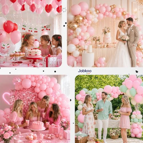 Image of Jobkoo Pastel Pink Balloons 12 Inch, 50Pcs Baby Light Pink Latex Balloon
