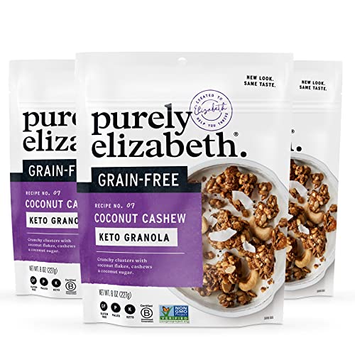 Purely Elizabeth, Coconut Cashew, Keto Granola, Grain-Free, Paleo (3 Ct, 8Oz Bags) #TOP11