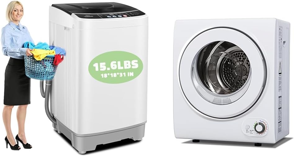 Nictemaw 15.6Lbs Portable Washer & Euhomy 850W 1.5cu.ft Portable Dryer Bundle for Apartments, Dorms & RVs