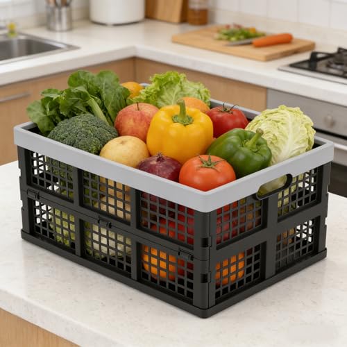 Caisse rectangulaire pliable pour gagner de la place lot de 3 noirs - 8