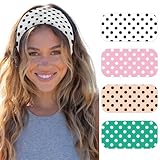 SENMAY Womens Polka Dot Headband - 4PCS Head Bands for Women's Hair Stretchy Non Slip Wraps Fashion Soft Wide Headbands Yoga Workout Hair Accessories