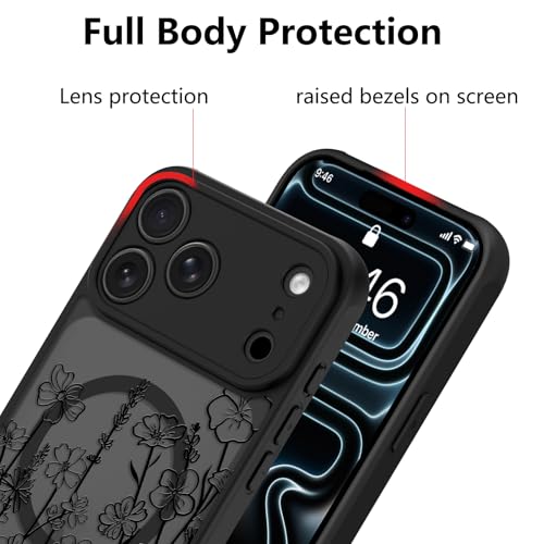 Image of KANGHAR Case for iPhone 17 Pro Max Florals Pattern | [Compatible with Magsafe] Cute Blooming Flowers Protective Magnetic Case for Girls Women Men