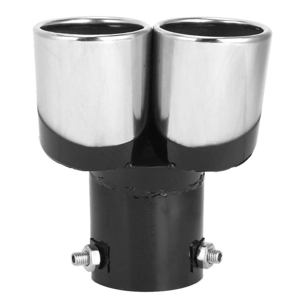 Akozon Terminale Scarico Auto, Terminale di Scarico per Auto con Tubo di Scarico in Acciaio Inossidabile Doppio 63mm / 2,5 Pollici Come Accessorio per Auto