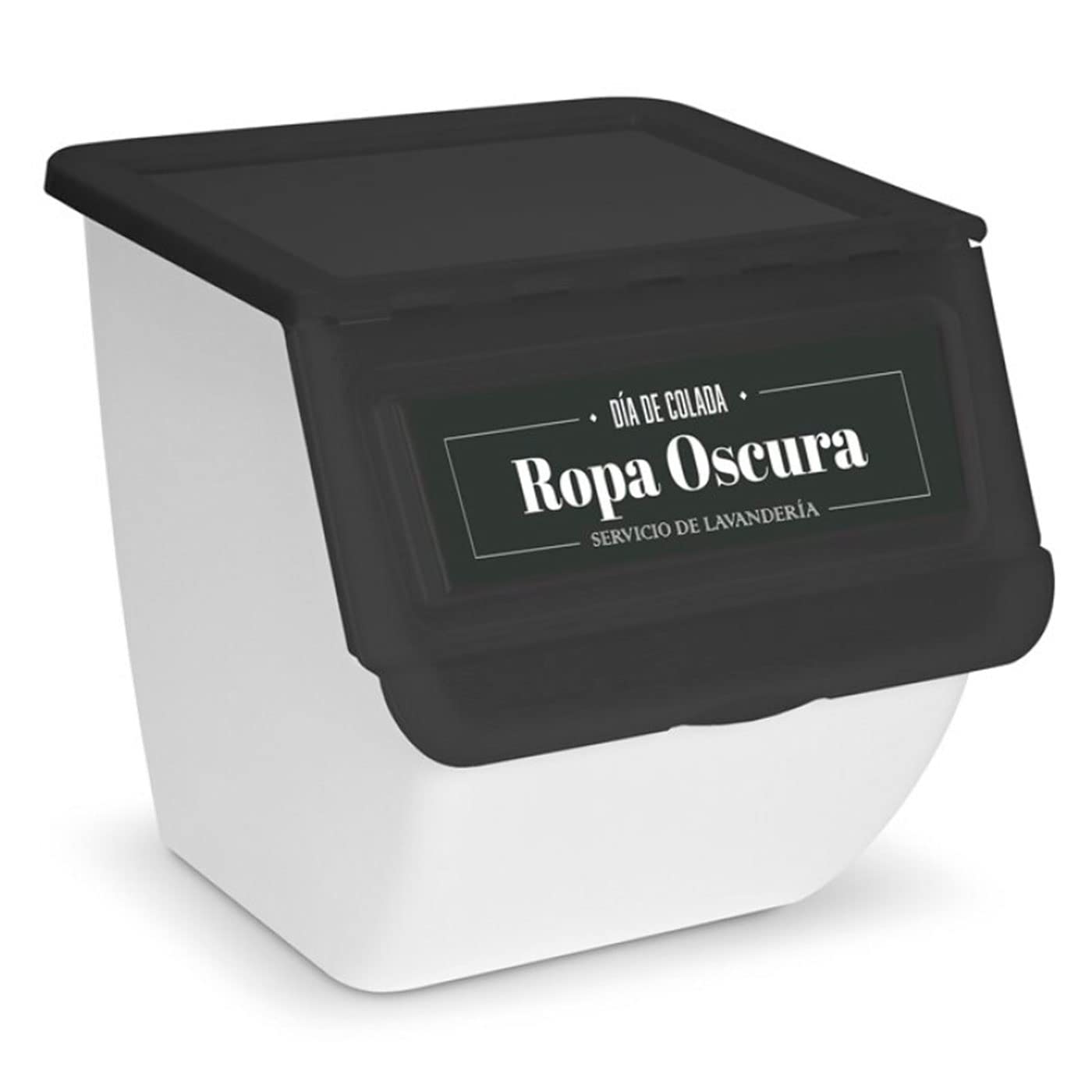 Acan Pack de 3 contenedores de plástico apilables con ruedas, organizadores de ropa sucia (Ropa blanca, oscura y de color, 36 litros, 36 x 38,5 x 38 cm)
