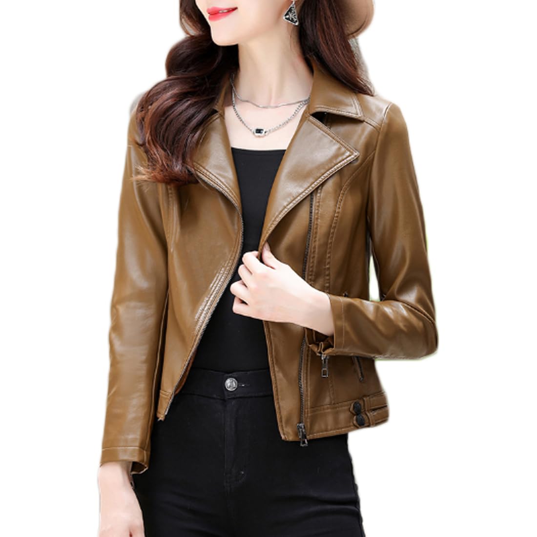 ジャケット レディース シープスキン 長袖 シングルブレスト ラム革 大きいサイズ ショート丈 L-3XL 立ち襟 春秋冬 ライダース