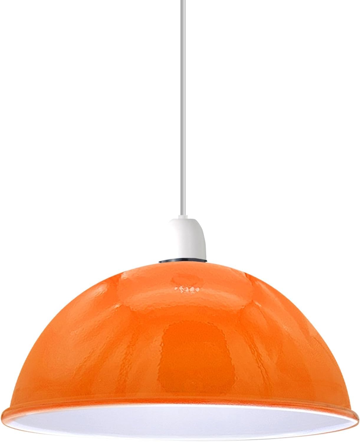 Orange Metal Lamp Shade, Pack of 1 30W x 14H cm Dome Easy Fit E27 Ceiling Light Shade Industrial Vintage Pendant Lampshade for Bedroom, Kitchen, Living Room, Home Décor, Wall & Floor Lamps
