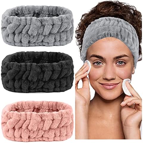 LAPOHI 3 Pack Microfiber Towel Headbands for Washing Face, Facial Headbands Makeup Headband Spa Headband Skincare Headband Fash Wash Headband for Women and Girls Cover