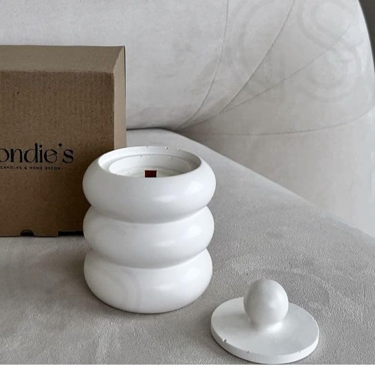 Image of Concrete Sea Shell Jar Candle | Velvet Rose Aroma | 12+Hours Burn Time | Perfect for Home Decor & Gifting (F)