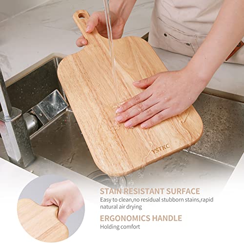 Ystkc Rubber Wood Cutting Board For Kitchen,Wooden Charcuterie Board With Handle,15.3" Chopping Board,Serving Borad For Meat,Cheese,Fruits And Vegetable #TOP3