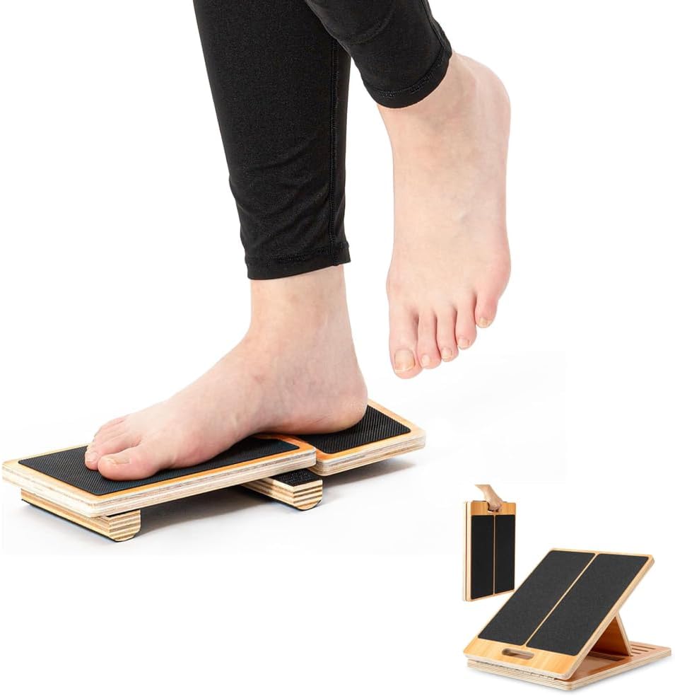 StrongTek Slant & Balance Rehab Set – Adjustable Wooden Incline Board + Ankle Trainer for Stretching, Mobility & Recovery