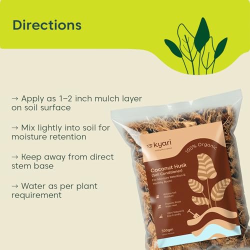 Image of KYARI Coconut Husk Chips 500g | Coco Husk for Orchids, Anthuriums & Tropical Plants | Improves Aeration & Moisture Retention | Organic Growing Medium
