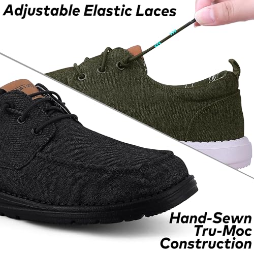 Image of ASITVO Men's Wide Canvas Loafers Slip on Boat Walking Shoes Casual Dress | Big Size Width Toe Box