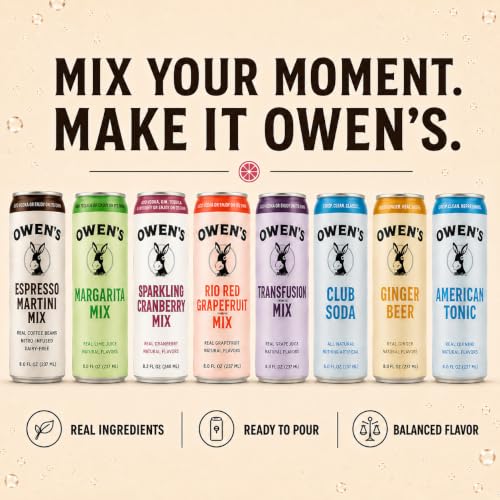 Image of Owen's Premium Non-Alcoholic Sparkling Cocktail and Mocktail Mixer, Drink Mixer for Cocktails, Mocktails, and Party Beverage, 24 Pack of 8.2 fl oz Cans (Sparkling Cranberry)