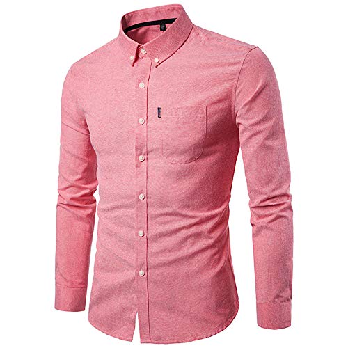 Camisa de manga larga para hombres de camisa de color sólido delgado de los nuevos hombres