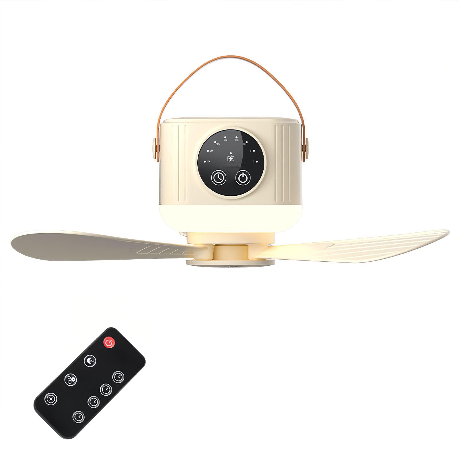 Ventilateur de camping USB jaune doté d'un réglage du vent à 4 vitesses