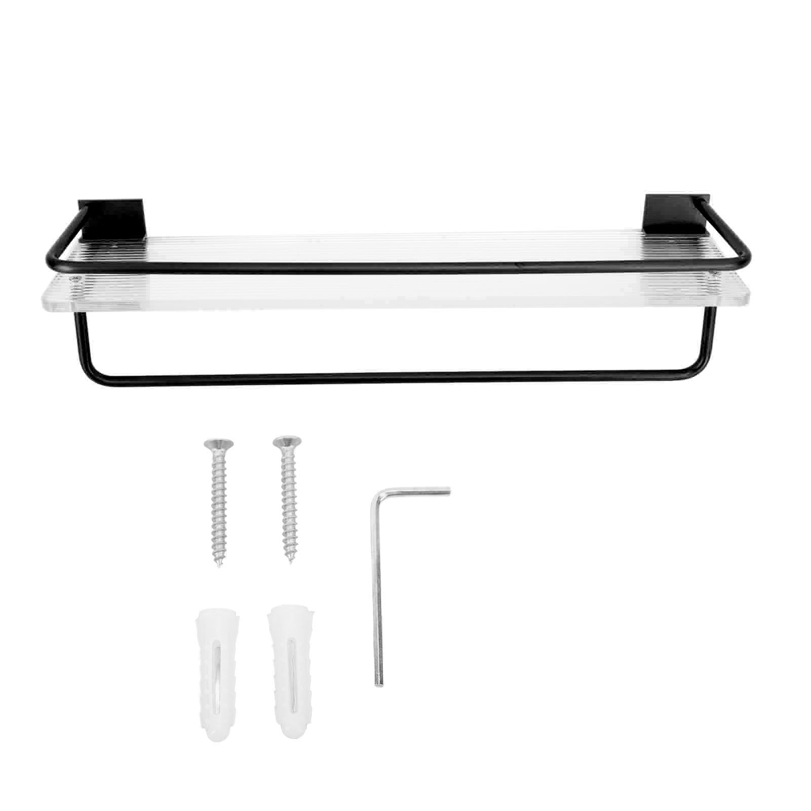 SparkFeng 30cm Shower Caddy Wall Mount Organizer with Towel Hanger Large Capacity Shower Shelf Easy Install Aluminum Rod