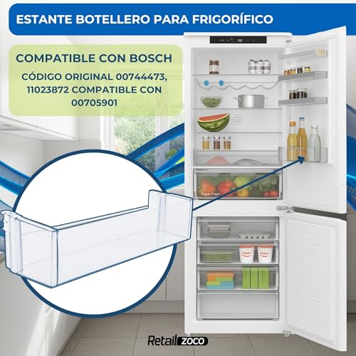 Estante Botellero Frigorífico compatible con Bosch, Botellero inferior para la nevera, código original 00744473, 11023872 compatible con 00705901, Sin Logo, Dimensiones 442 mm x 124,9 mm x 100 mm - Imagen 3