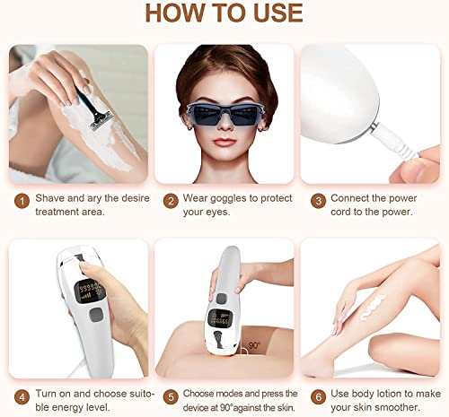 IPL Haarentferner für Frauen, Haarentfernungssystem 999,900 Blitzt Permanente Haarmaschine, 2 Blitzmodi und 5 Lichtintensitäten für Körper, Gesicht, Bikinilinie und Achselhöhlen - Image 8