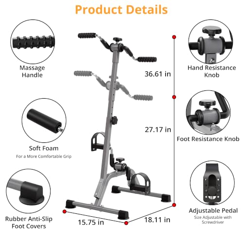Image of RYGEO pedal Exerciser Arm Leg Exerciser While Sitting for Seniors, Portable Fitness Equipment for Total Body Workout - Great Gift for Elderly Rehab