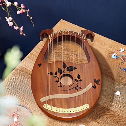Inknote Lyre Harp, 16 Metal Strings Mahogany Lyre Harp With Tuning Wrench thumb #2