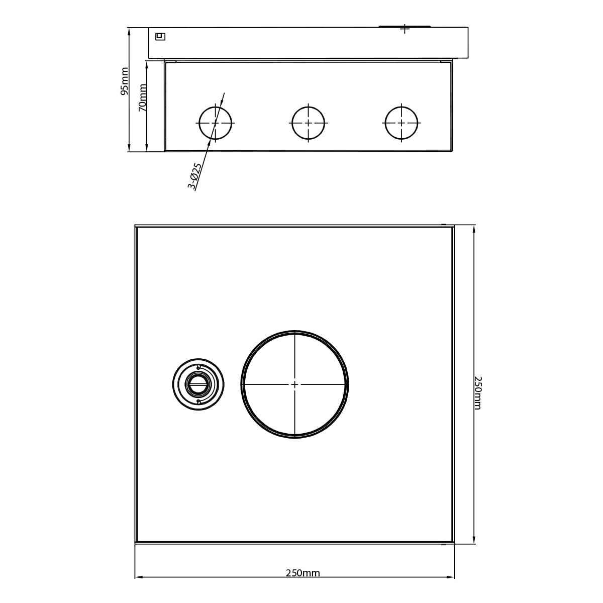 Edelstahl Bodentank mit verschließbarem Klappdeckel mit Tubus Kabelauslass Bodensteckdose IP54 individuell bestückbar Platz für 8 bzw. 16 Module