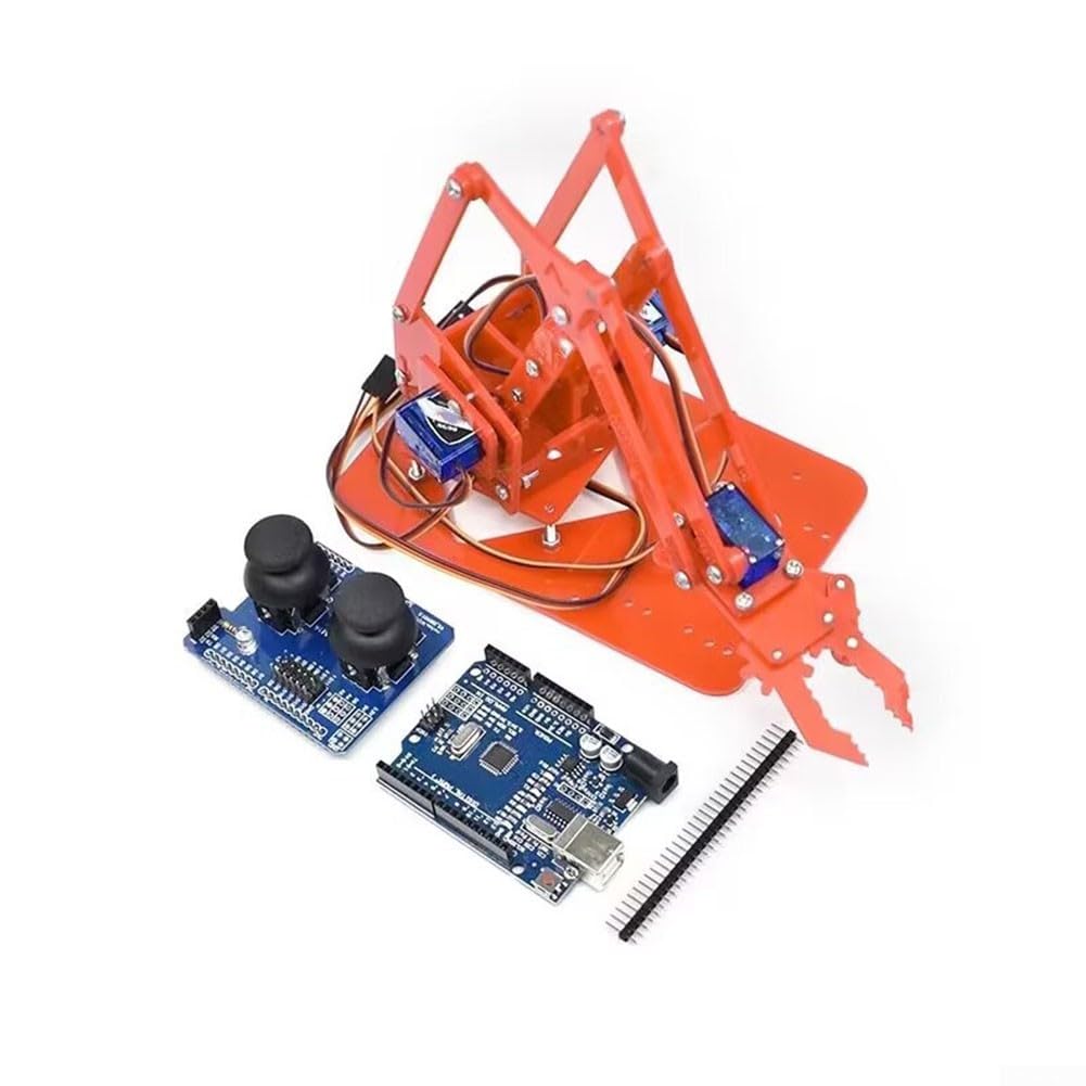 Kit braccio robotico acrilico 4DOF fai da te elettronica con artiglio per apprendimento a vapore e progetti creativi per ragazzi dai 14 anni in su per ARDUINO (Orange pro)