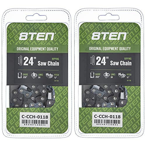 8TEN 24 Inch Ripping Chainsaw Chain .058 3/8 84DL 2-Pack for Husqvarna