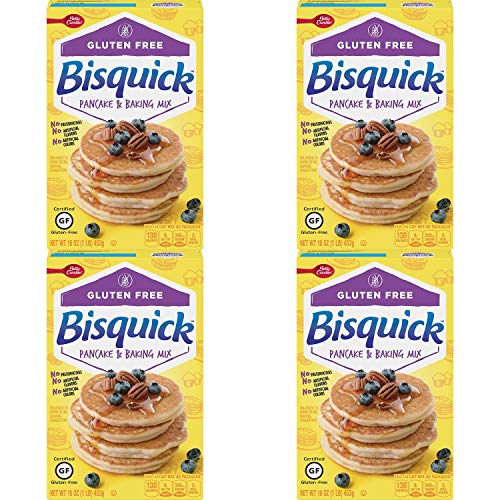 Betty Crocker Bisquick Baking Mix, Gluten Free Pancake and Waffle Mix, 16 oz Box (Pack of 1) Pack of 4