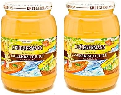 SHIPS FREE Get 2 (32 fl.oz) Jars Sauerkraut Juice By Kruegermann (64 fl.oz)