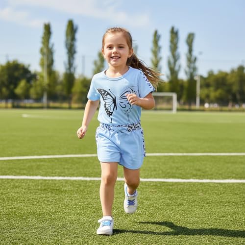 Image of Toddler Girl Clothes Kids Summer Outfits Short Sleeve Leopard-Print T-Shirt and Shorts 2 Piece Set 2-8 Years