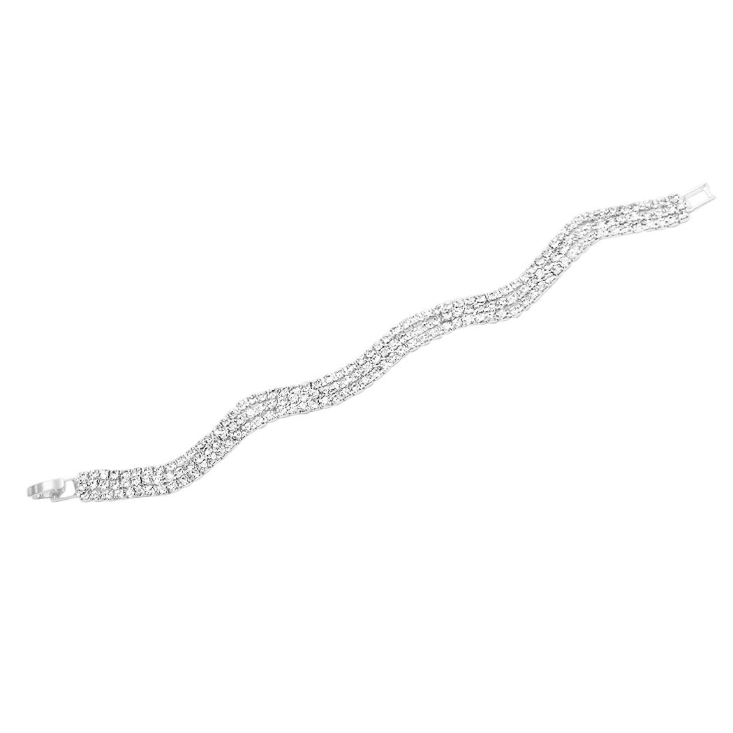 Rosemarie CollectionsWomen's Wavy Style Rhinestone Tennis Bracelet