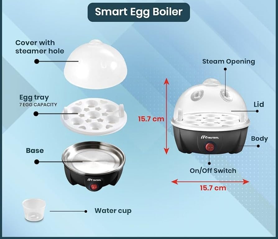 Embrend Smart Instant Egg Boiler Machine 350 Watts | Boil upto 7 Eggs (Hard, Medium, Soft) multicolour - Image 5