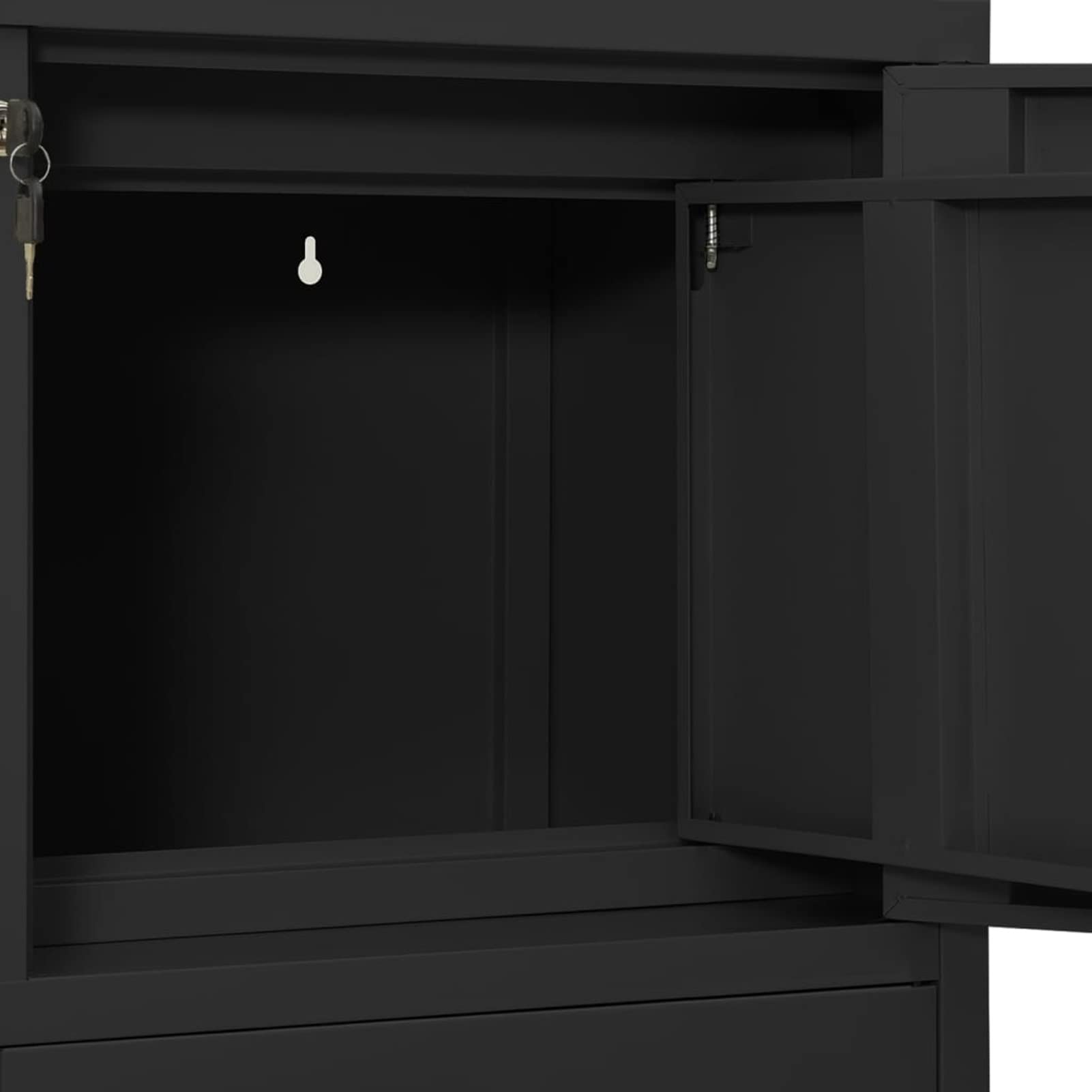 Armario de almacenamiento de oficina de metal con cerradura, armario de almacenamiento seguro en acero gris antracita, 90 x 40 x 102 cm, perfecto para espacio de trabajo y oficina en casa
