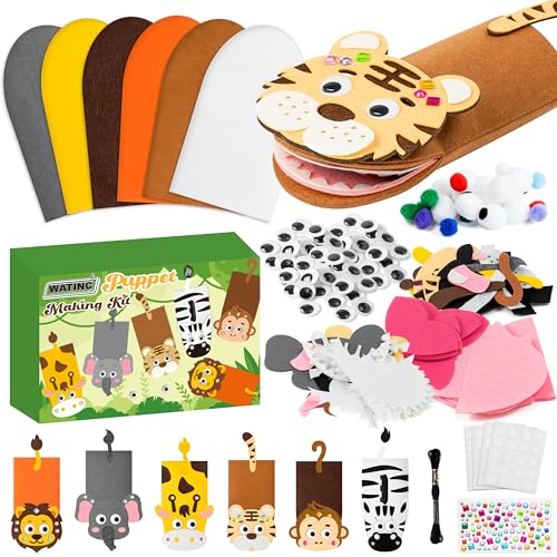 WATINC 6Pcs Hand Puppet Making Kit, Art Craft Felt Sock Puppet To...