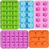 WMKGG Puppy Dog Paw and Bone Silicone Molds, Set of 5 Food Grade Baking Molds for Chocolate, Candy, Jelly, Ice Cube, Dog Treats, Biscuits