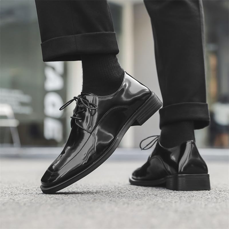 Santimon Men's Black Dress Shoes – Comfortable Leather Lace-Up Oxfords, Lightweight Formal Dress Shoes for Business, Weddings & Daily4