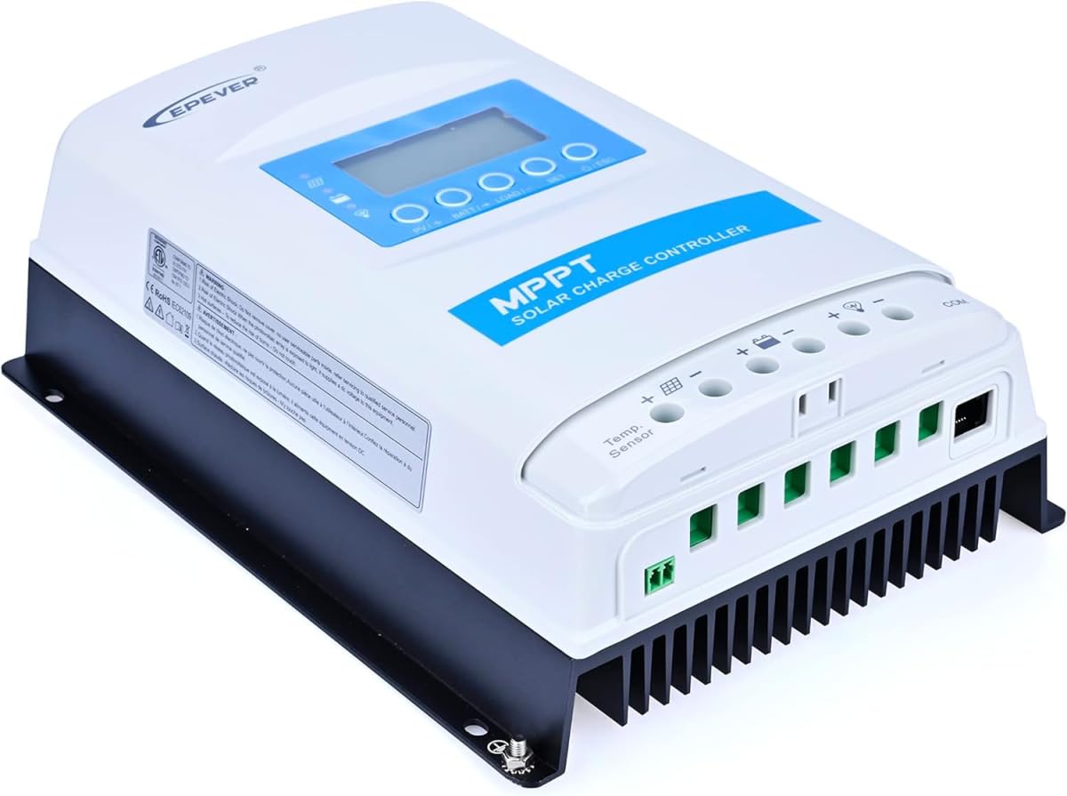 EPEVER MPPT Solar Charge Controller 30A 12V 24V Auto Max PV 100V Solar Panels Common Negative Ground Upgraded Regulator, LED & LCD & 5 Keys for Gel Sealed Flooded Lithium User Types (XTRA3210N)
