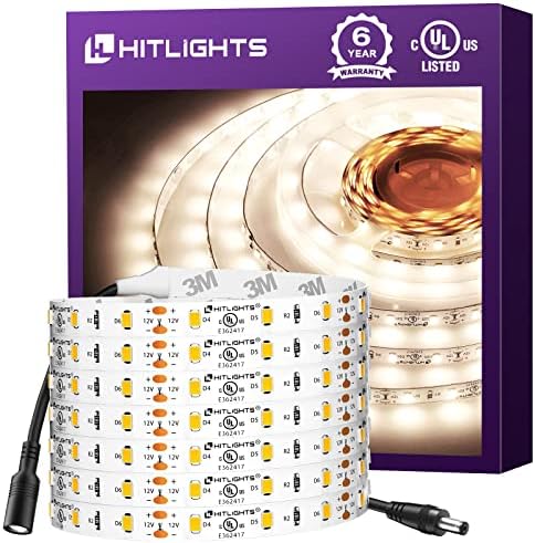 HitLights LED Strip Lights Neutral White 4000K, 12V 16.4ft, UL Listed
