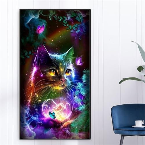 Broderie diamant chat fantastique pour rompre l'ennui avec une grande mosaïque strass adulte 5D