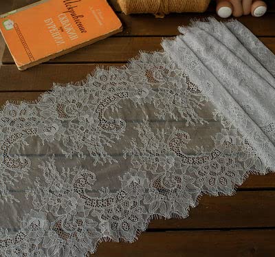 Koronka rzęsowa Vintage, Koronkowa taśma do rzęs wielokolorowa, opakowanie 3 jardów, szerokość 35 cm, do samodzielnego szycia(Light grey)